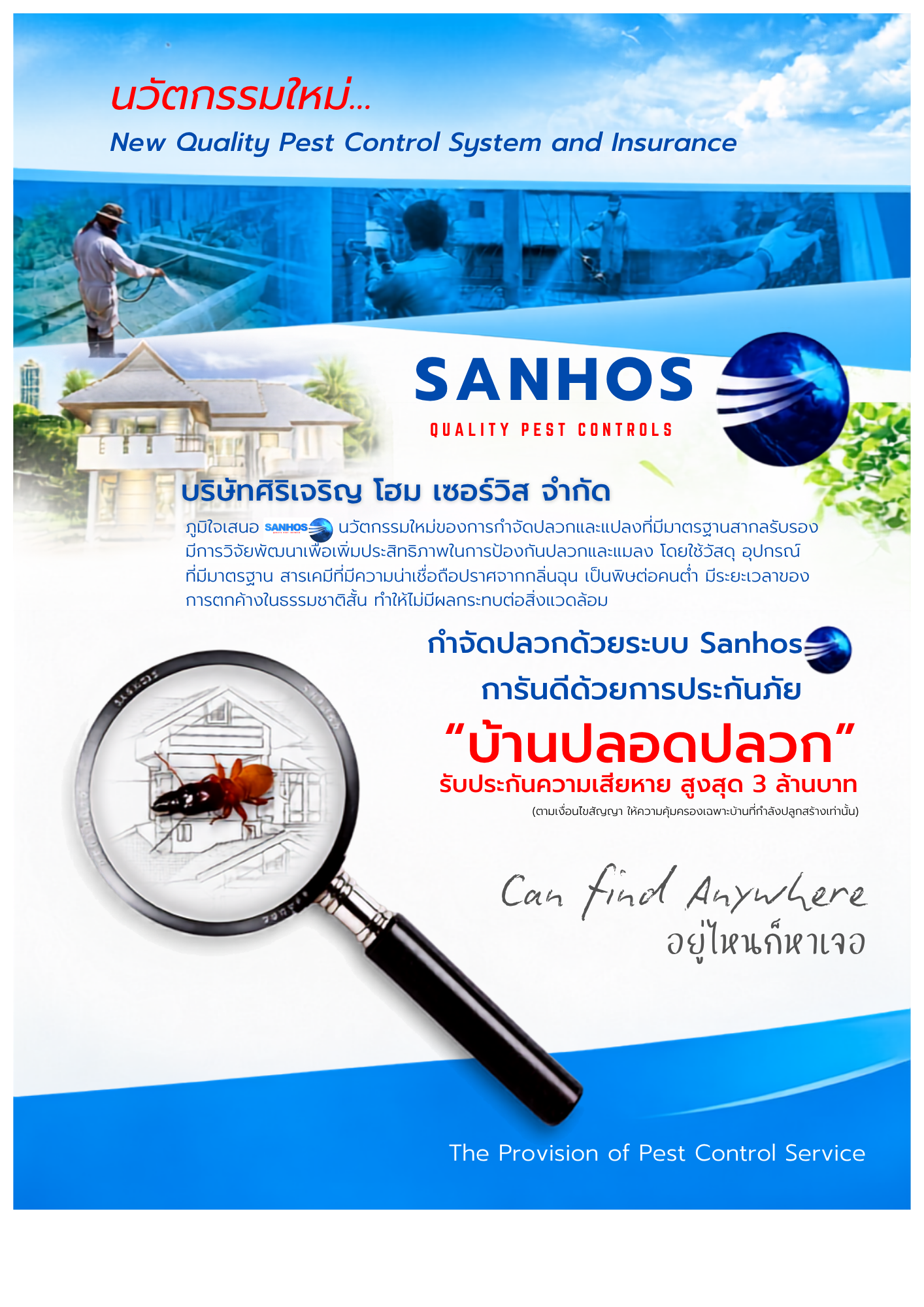 ระบบ SANHOS นวัตกรรมระบบกำจัดปลวกและการรับประกัน